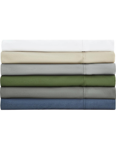 Juego de Sábanas 4 Piezas Chezmoi Queen Rayón Bambú Azul Acero