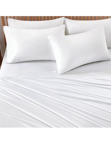 Conjunto de Sábanas Reina BYSURE 6 Piezas 100% Viscosa Blanco
