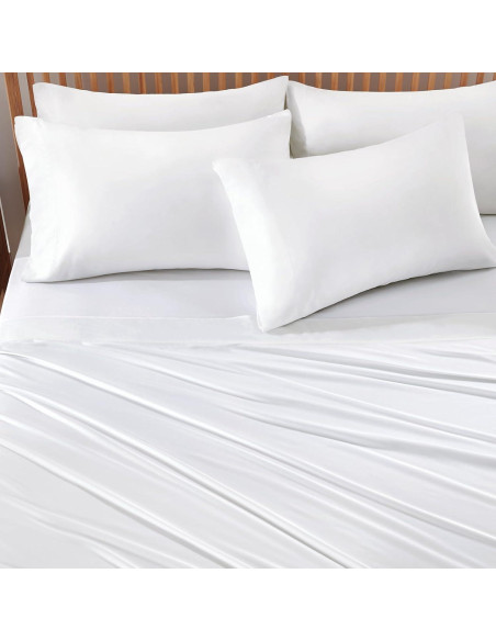 Conjunto de Sábanas Reina BYSURE 6 Piezas 100% Viscosa Blanco Conjunto de Sábanas Reina BYSURE 6 Piezas 100% Viscosa Blanco