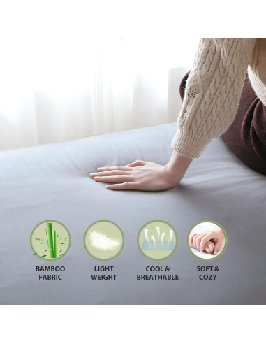 Sábana Ajustable Reina Zaizaihome 100% Viscosa Bambú Gris 400 Hilos