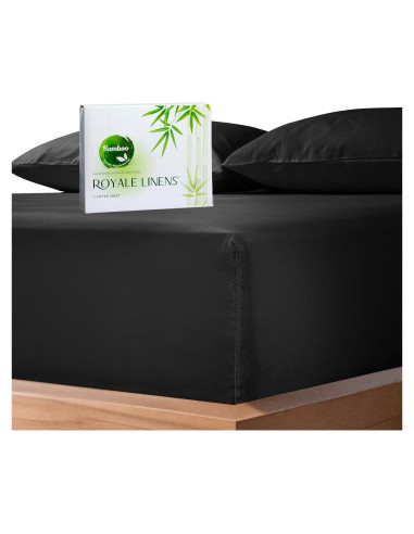 Sábana Ajustable Royale de Lino de Bambú Individual 190.5x99.1cm Negro