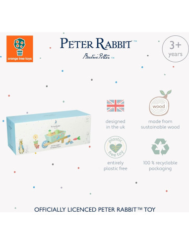 Carretilla de Madera Peter Rabbit con Accesorios de Jardín