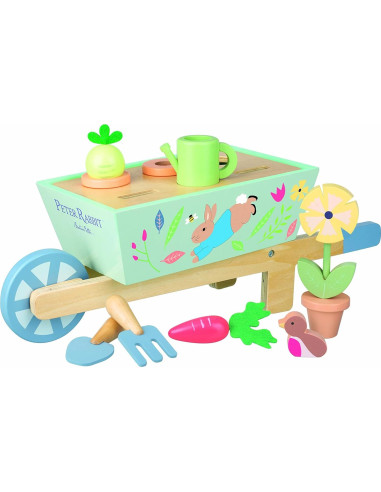 Carretilla de Madera Peter Rabbit con Accesorios de Jardín