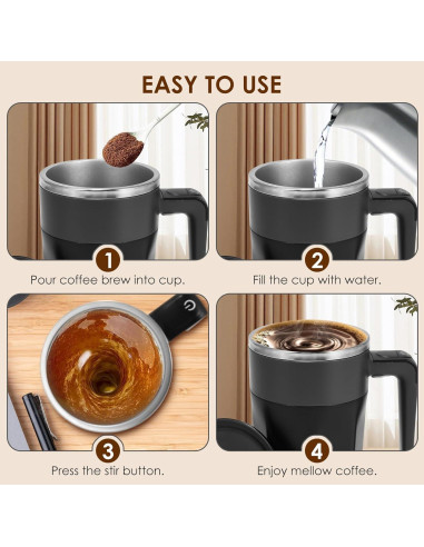 Taza de café auto mezcladora ZMYTHOPIA 414 ml con LCD