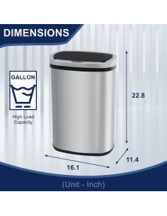 Bote de Basura Mueble de América 49L con Sensor Infrarrojo Plata 2