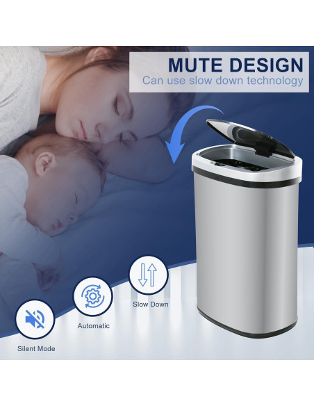 Bote de Basura Mueble de América 49L con Sensor Infrarrojo Plata