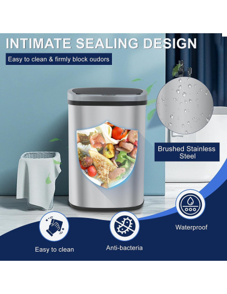 Bote de Basura Mueble de América 49L con Sensor Infrarrojo Plata