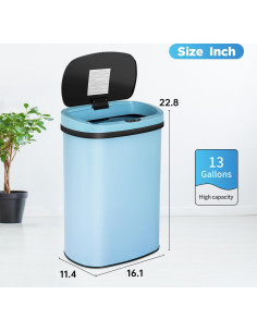 Bote de Basura Metálico Mueble de América 49.2L Azul con Sensor 2
