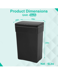 Cubo de Basura Automático 50L BestOffice Negro con Sensor 2