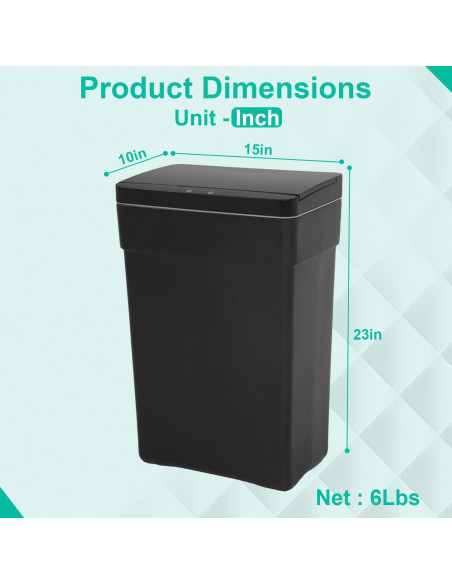 Cubo de Basura Automático 50L BestOffice Negro con Sensor