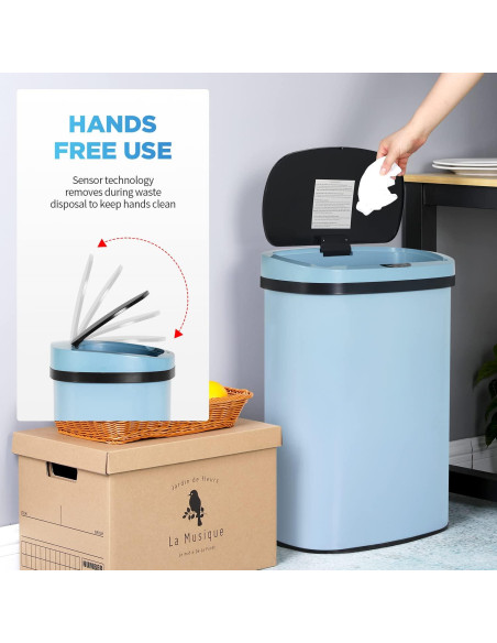 Bote de Basura Metálico Mueble de América 49.2L Azul con Sensor