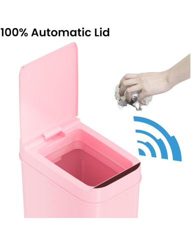 Basurero Sensor iTouchless 10 Litros Rosa Automático para Baño