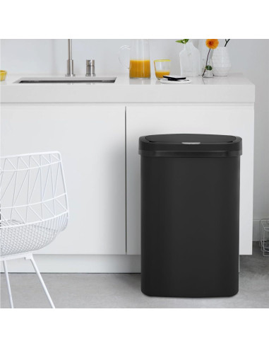 Basurero Sin Tacto MejorOficina 49L Rectangular Negro