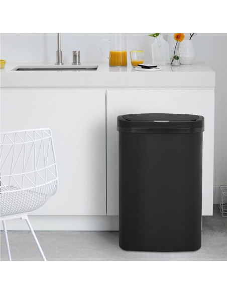 Basurero Sin Tacto MejorOficina 49L Rectangular Negro