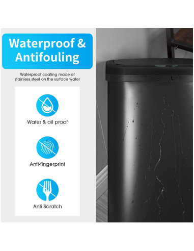 Basurero Sin Tacto MejorOficina 49L Rectangular Negro