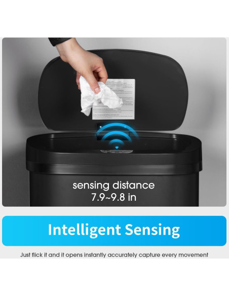 Basurero Sin Tacto MejorOficina 49L Rectangular Negro