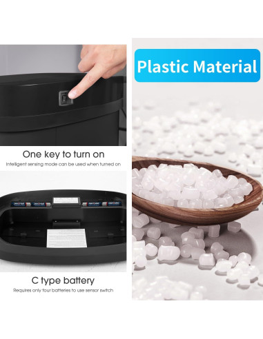 Basurero Sin Tacto MejorOficina 49L Rectangular Negro