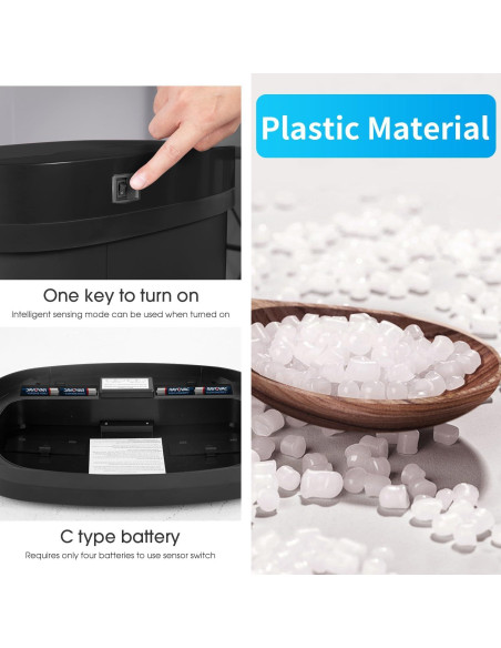 Basurero Sin Tacto MejorOficina 49L Rectangular Negro