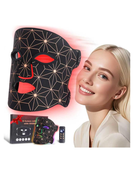 Máscara de Terapia de Luz LED biuufish 8 Colores 850nm Infrarrojo