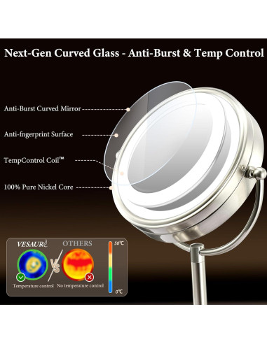 Espejo de Maquillaje Iluminado VESAUR 9" 5000mAh 1X/10X/20X