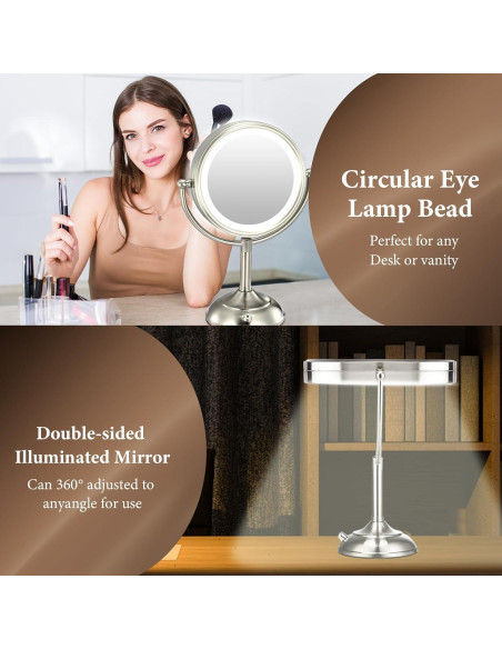 Espejo de Maquillaje Iluminado VESAUR 9" 5000mAh 1X/10X/20X