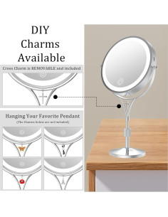 Espejo de Maquillaje Iluminado LANSI 7" Aumento 1X/10X Ajustable 2