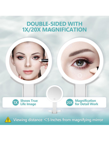 Espejo de Aumento MIYADIVA 20X con Luz y Mango 6"