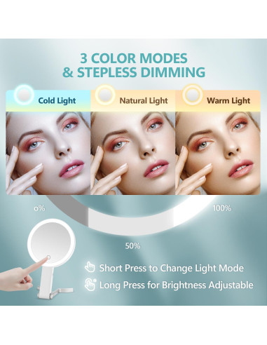 Espejo de Aumento MIYADIVA 20X con Luz y Mango 6"