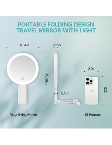 Espejo de Aumento MIYADIVA 20X con Luz y Mango 6"