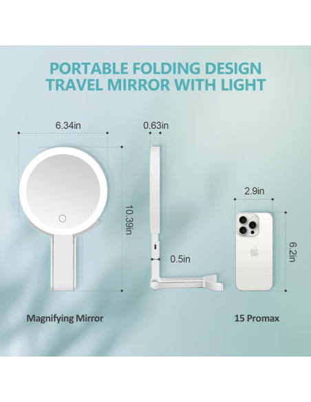 Espejo de Aumento MIYADIVA 20X con Luz y Mango 6"