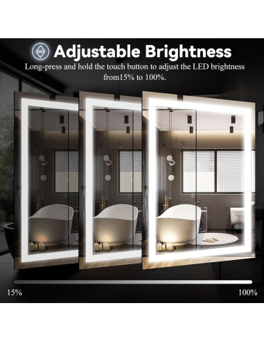 Espejo de Baño LED VooBang 97x66 cm con 3 Modos de Luz