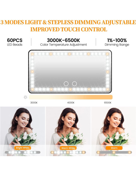 Espejo de Vanidad Hirger para Coche con Luz LED Táctil