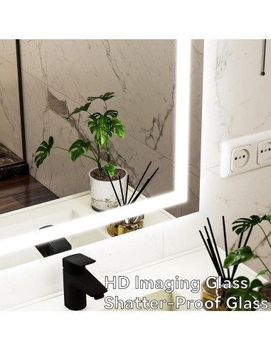 Espejo de Baño LED VooBang 97x66 cm con 3 Modos de Luz