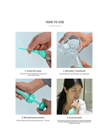 Irrigador Oral Inalámbrico Liansen Verde 70ml Sin Electricidad