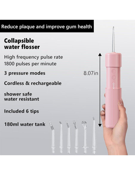 Irrigador Oral Portátil HUACO CARE H400 Rosa 3 Modos IPX7