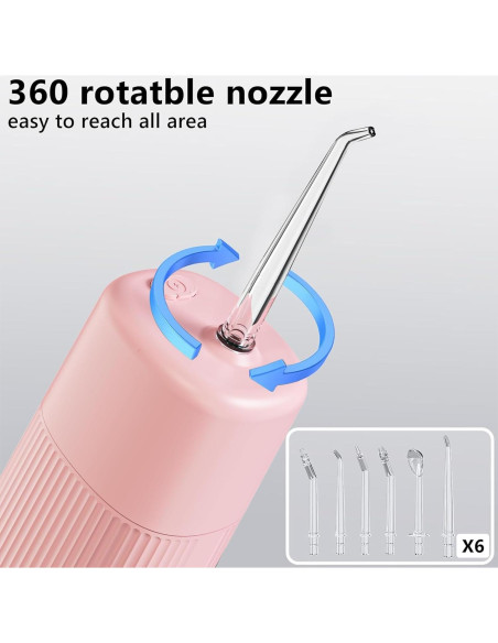 Irrigador Oral Portátil HUACO CARE H400 Rosa 3 Modos IPX7