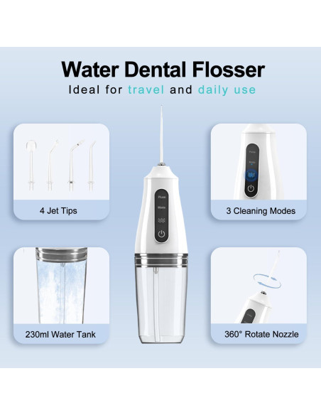 Hilo Dental Inalámbrico MSETGRD 3 Modos 230ml Blanco