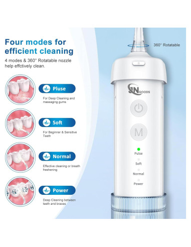 Irrigador Dental Portátil JNGOODS M141, 4 Modos, IPX7