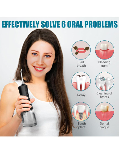 Irrigador Oral Inalámbrico ZOFGENOW 300ml 4 Modos Negro