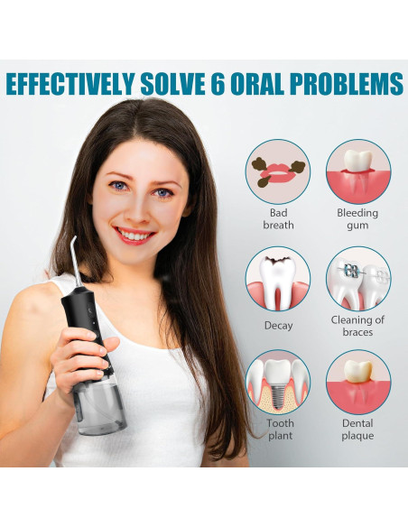 Irrigador Oral Inalámbrico ZOFGENOW 300ml 4 Modos Negro