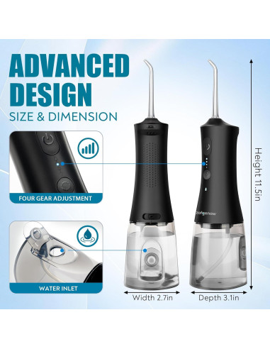 Irrigador Oral Inalámbrico ZOFGENOW 300ml 4 Modos Negro
