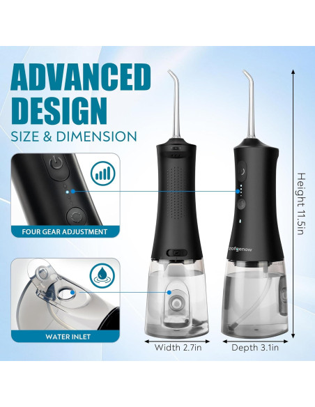 Irrigador Oral Inalámbrico ZOFGENOW 300ml 4 Modos Negro
