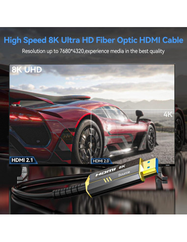 Cable HDMI 2.1 DGHUMEN 2M Fibra Óptica 8K 48Gbps HDR10