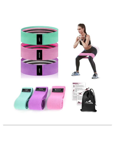 Set de Bandas de Resistencia Genérico - 3 Niveles para Ejercicio