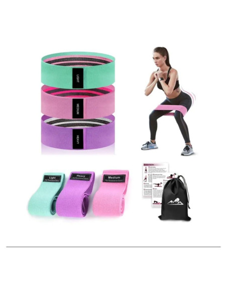 Set de Bandas de Resistencia Genérico - 3 Niveles para Ejercicio