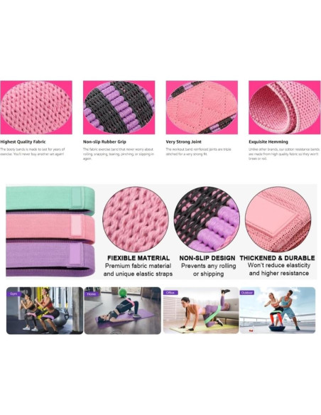 Set de Bandas de Resistencia Genérico - 3 Niveles para Ejercicio