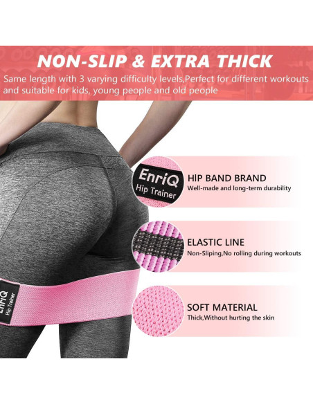 Bandas de Resistencia EnriQ para Glúteos y Piernas - 3 Unidades