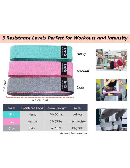 Bandas de Resistencia EnriQ para Glúteos y Piernas - 3 Unidades