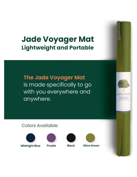 Esterilla de Yoga JadeYoga Voyager Antideslizante Verde Oliva