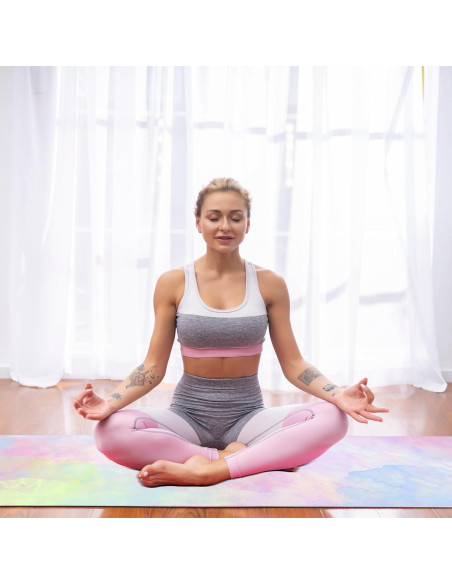 Alfombrilla de Yoga Antideslizante PIASO Rosa 1.5mm con Bolsa